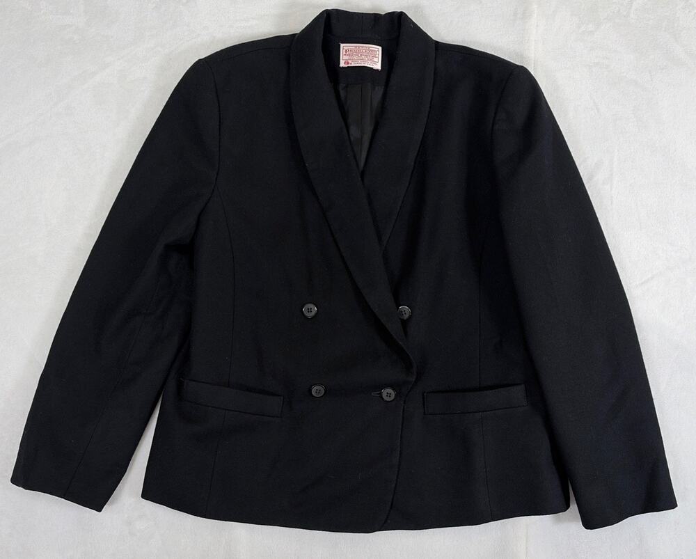 Women's Black Pendleton Blazer Size Petite 12, Four Button FS Benfits Charity